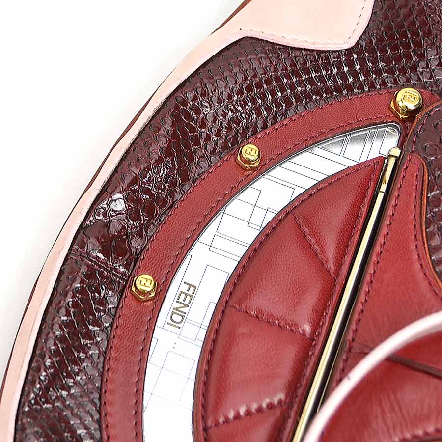 フェンディ FENDI ショルダーバッグ パイソン/レザー ピンク×ボルドー レディース 55761g フェンディ FENDI ショルダーバッグ パイソン/レザー ピンク×ボルドー レディース 55761g