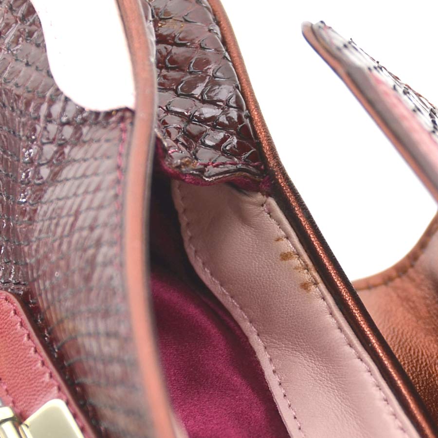 フェンディ FENDI ショルダーバッグ パイソン/レザー ピンク×ボルドー レディース 55761g フェンディ FENDI ショルダーバッグ パイソン/レザー ピンク×ボルドー レディース 55761g