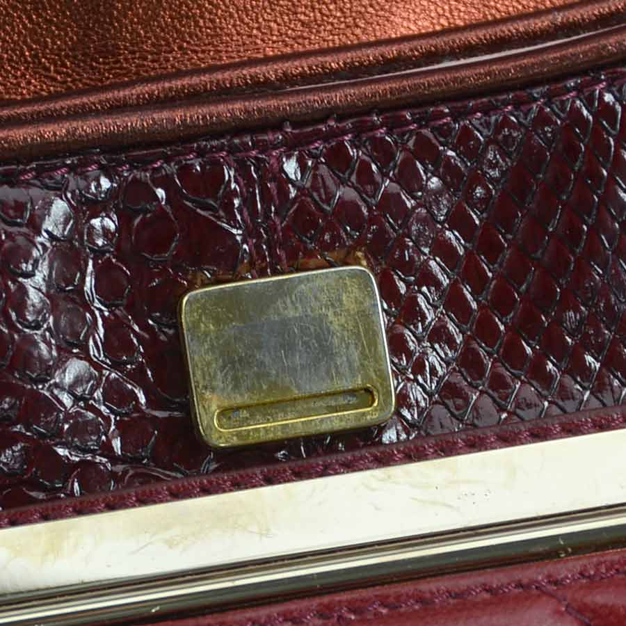 フェンディ FENDI ショルダーバッグ パイソン/レザー ピンク×ボルドー レディース 55761g フェンディ FENDI ショルダーバッグ パイソン/レザー ピンク×ボルドー レディース 55761g