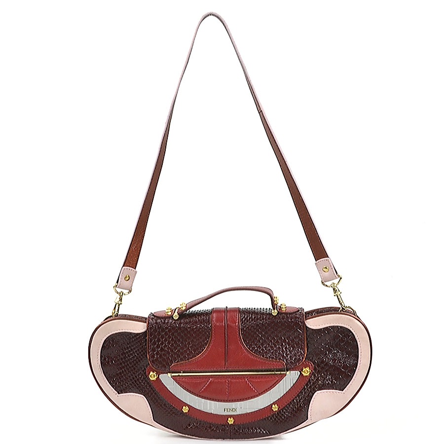 フェンディ FENDI ショルダーバッグ パイソン/レザー ピンク×ボルドー レディース 55761g フェンディ FENDI ショルダーバッグ パイソン/レザー ピンク×ボルドー レディース 55761g