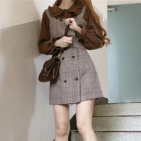 高校生 中学生 10代 20代 ファッション セットアップ チェック柄 ジャンパースカート ワンピース 高校生 中学生 10代 20代 ファッション セットアップ チェック柄 ジャンパースカート ワンピース