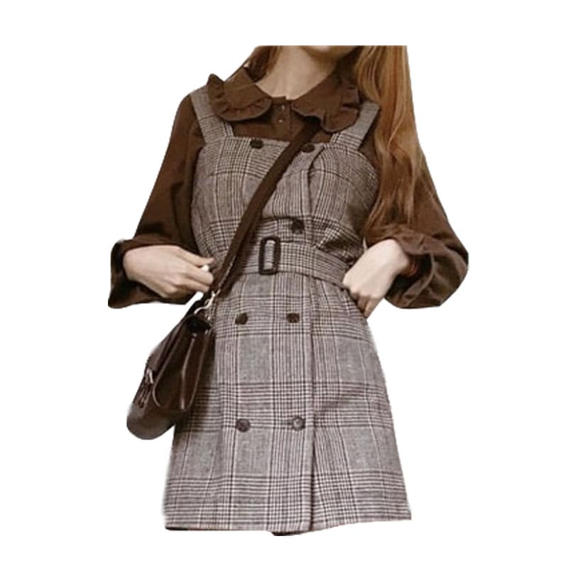 高校生 中学生 10代 20代 ファッション セットアップ チェック柄 ジャンパースカート ワンピース 高校生 中学生 10代 20代 ファッション セットアップ チェック柄 ジャンパースカート ワンピース