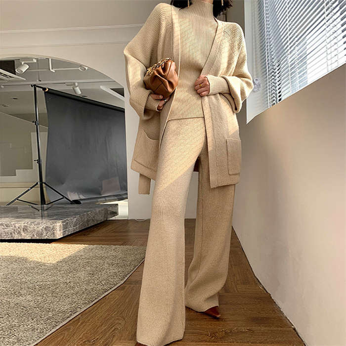 ニットセットアップ 3点セット レディース 秋 冬 長袖 リブニットセットアップ ワイドパンツ ロングカーディガン 長袖セーター トップス 上下セット ハイネック プルオーバー ロングパンツ ベルト付 ニットセットアップ 3点セット レディース 秋 冬 長袖 リブニットセットアップ ワイドパンツ ロングカーディガン 長袖セーター トップス 上下セット ハイネック プルオーバー ロングパンツ ベルト付