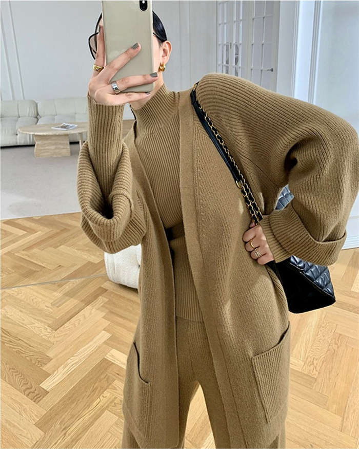 ニットセットアップ 3点セット レディース 秋 冬 長袖 リブニットセットアップ ワイドパンツ ロングカーディガン 長袖セーター トップス 上下セット ハイネック プルオーバー ロングパンツ ベルト付 ニットセットアップ 3点セット レディース 秋 冬 長袖 リブニットセットアップ ワイドパンツ ロングカーディガン 長袖セーター トップス 上下セット ハイネック プルオーバー ロングパンツ ベルト付