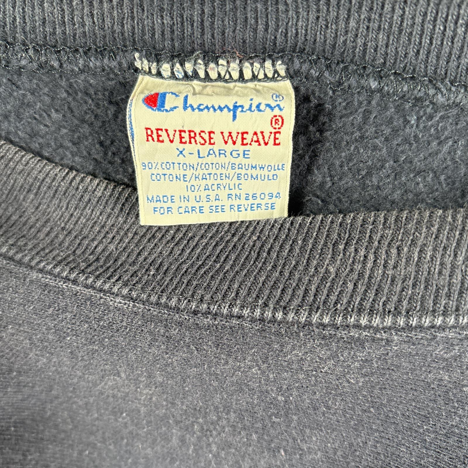 古着 90s/90年代 USA製 スウェット リバースウィーブ クルーネック 厚手 カレッジ XL ネイビー メンズ