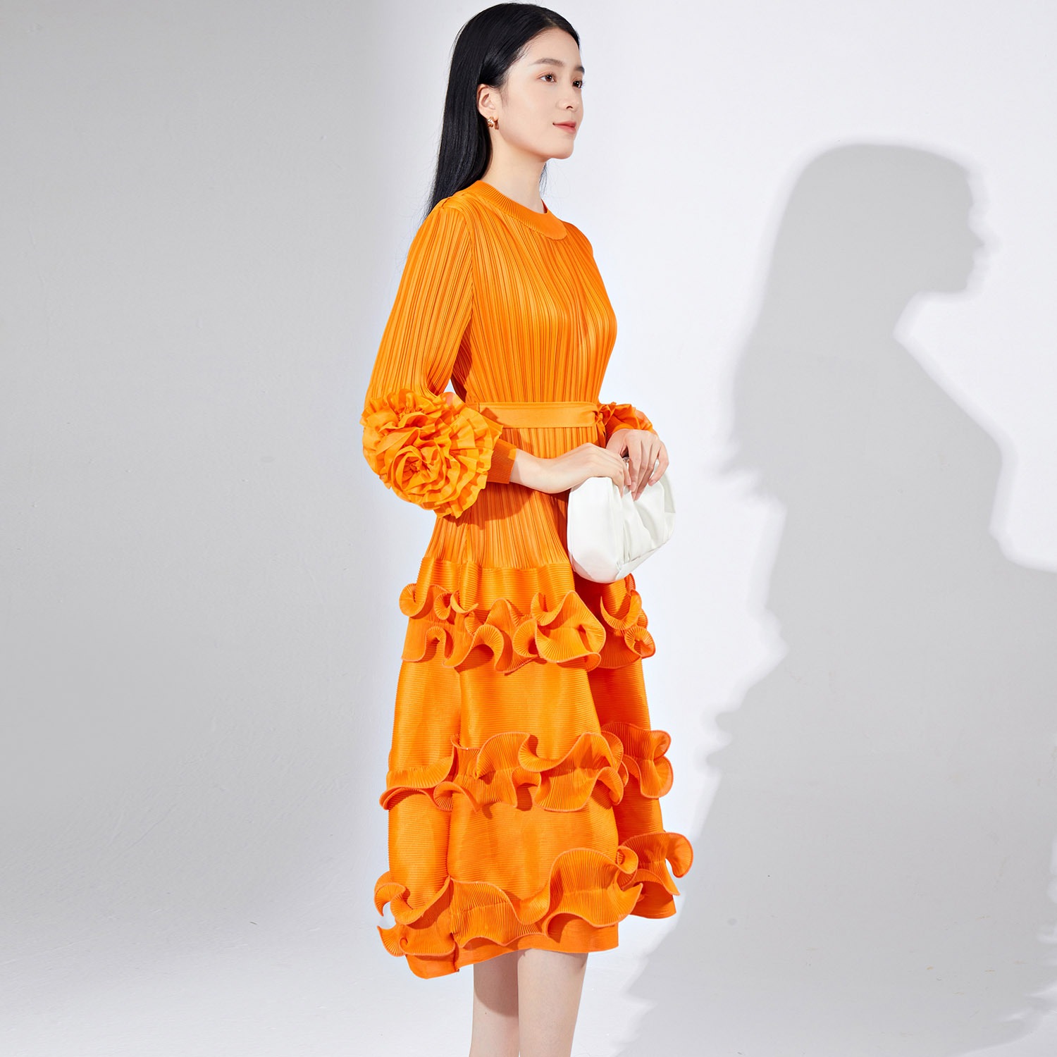 女装ワンピース女性デザイン小衆木耳元泡袖ストラップ中ロングドレススカートケーキスカート 女装ワンピース女性デザイン小衆木耳元泡袖ストラップ中ロングドレススカートケーキスカート