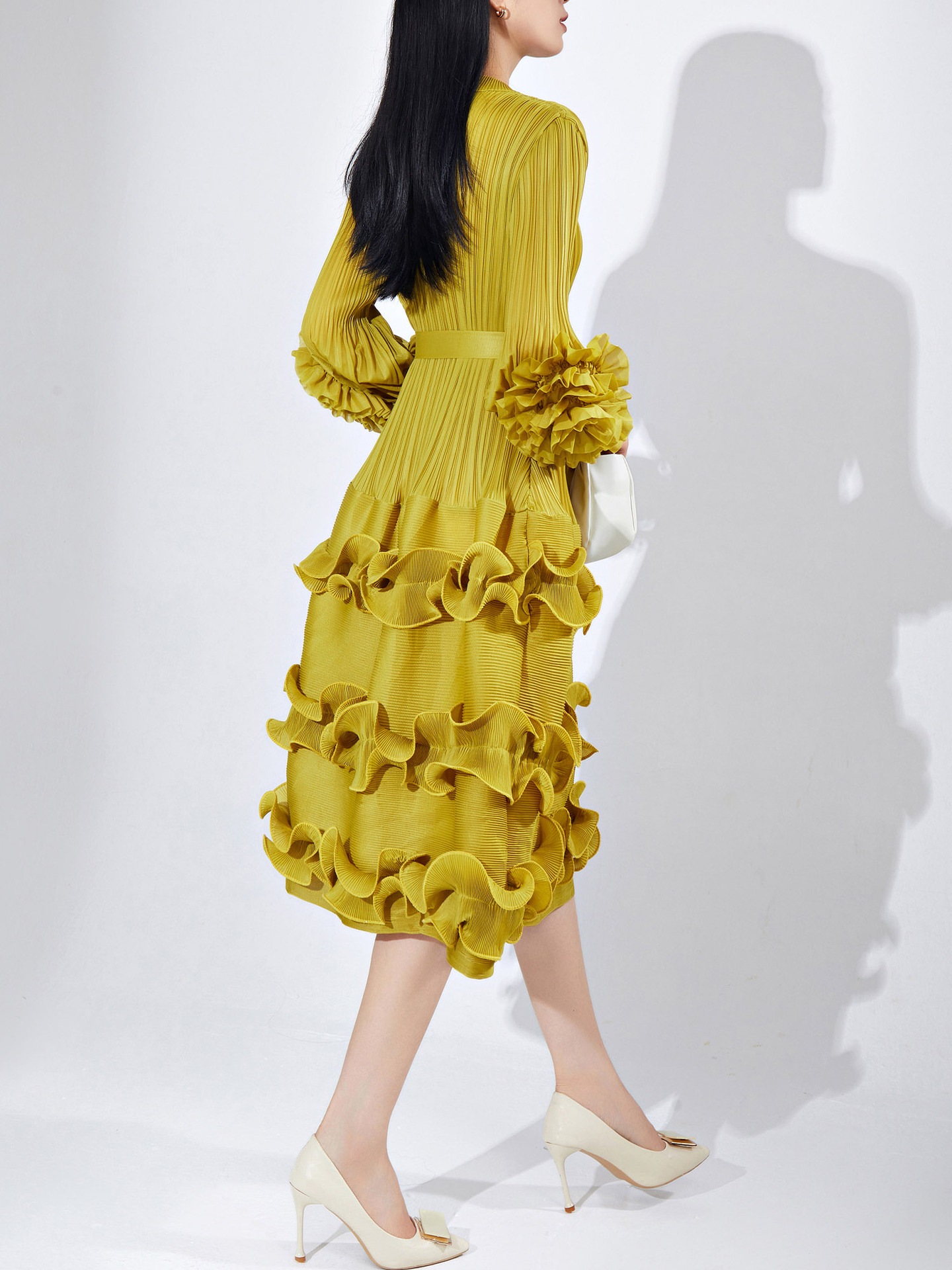 女装ワンピース女性デザイン小衆木耳元泡袖ストラップ中ロングドレススカートケーキスカート 女装ワンピース女性デザイン小衆木耳元泡袖ストラップ中ロングドレススカートケーキスカート