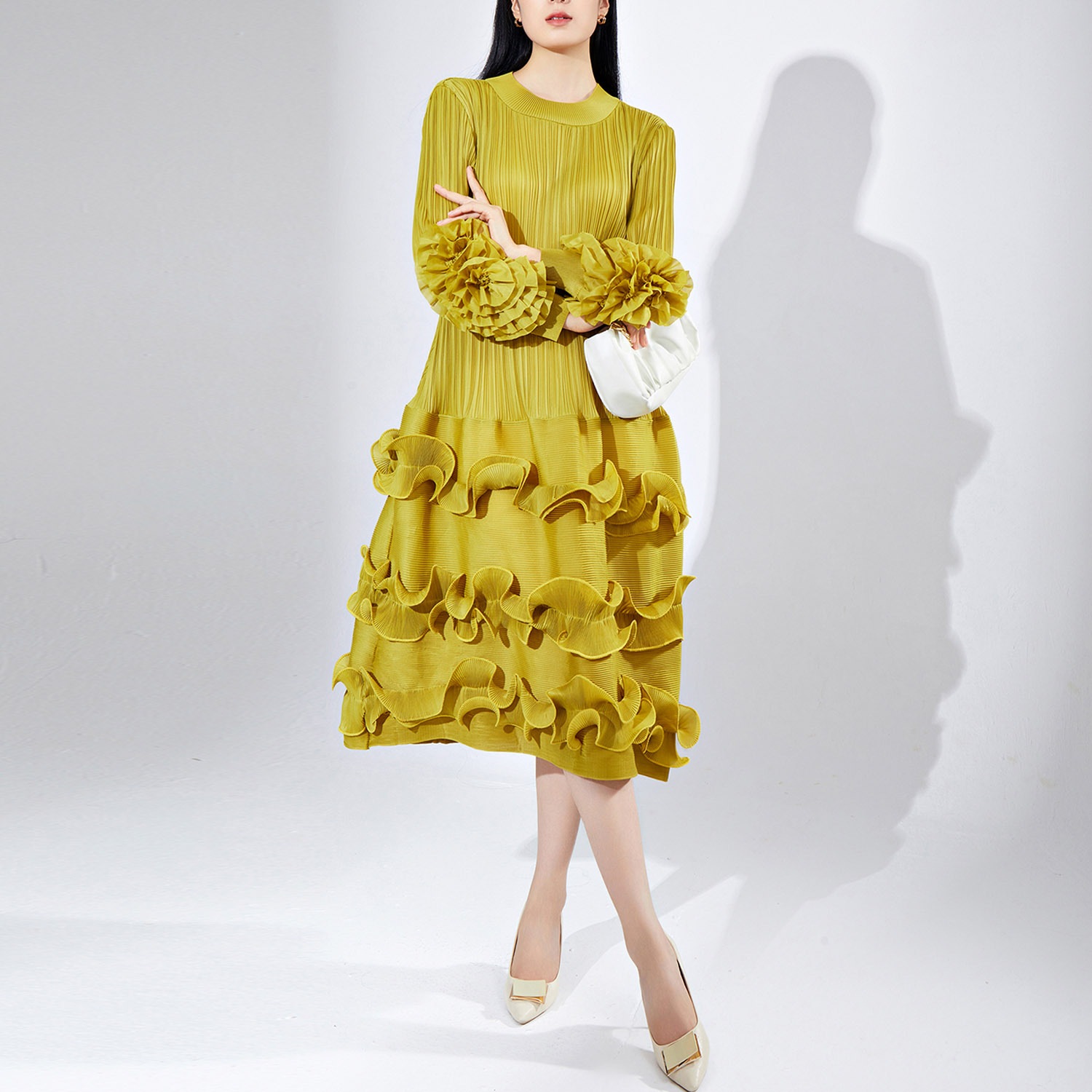 女装ワンピース女性デザイン小衆木耳元泡袖ストラップ中ロングドレススカートケーキスカート 女装ワンピース女性デザイン小衆木耳元泡袖ストラップ中ロングドレススカートケーキスカート