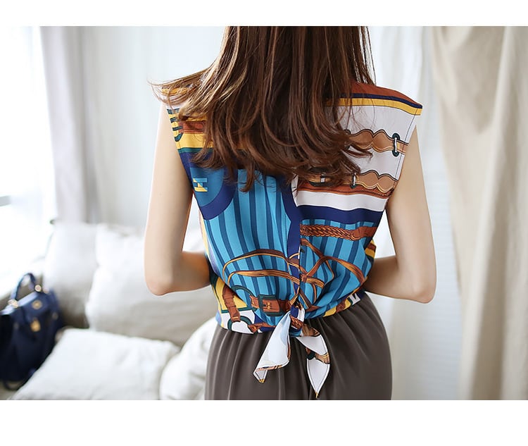 カットソー ブラウス 肩出し ノースリーブ ラウンドネック 丸首 柄 コットン 綿 ポリエステル 韓国 クールビズ 可愛い かわいい 韓国 大人 上品 サマー 夏 春 レディース 女性用 親子