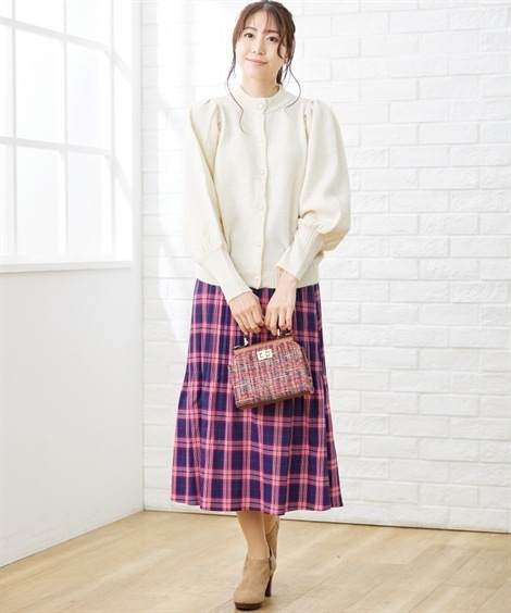 ロングスカート 大きいサイズ チェック柄消しプリーツスカート OtonaSMILE ロングスカート 大きいサイズ チェック柄消しプリーツスカート OtonaSMILE