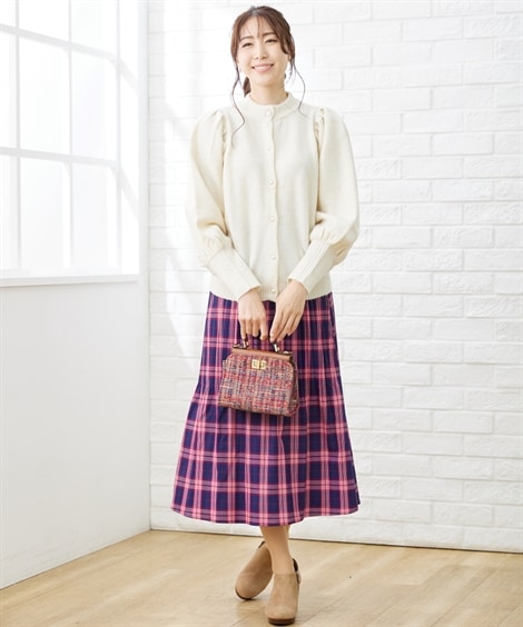 ロングスカート 大きいサイズ チェック柄消しプリーツスカート OtonaSMILE ロングスカート 大きいサイズ チェック柄消しプリーツスカート OtonaSMILE