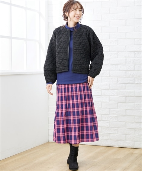 ロングスカート 大きいサイズ チェック柄消しプリーツスカート OtonaSMILE ロングスカート 大きいサイズ チェック柄消しプリーツスカート OtonaSMILE