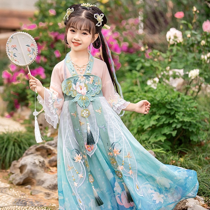 子供の漢服古女超仙飄逸小女孩ワンピース女孩公演服 子供の漢服古女超仙飄逸小女孩ワンピース女孩公演服