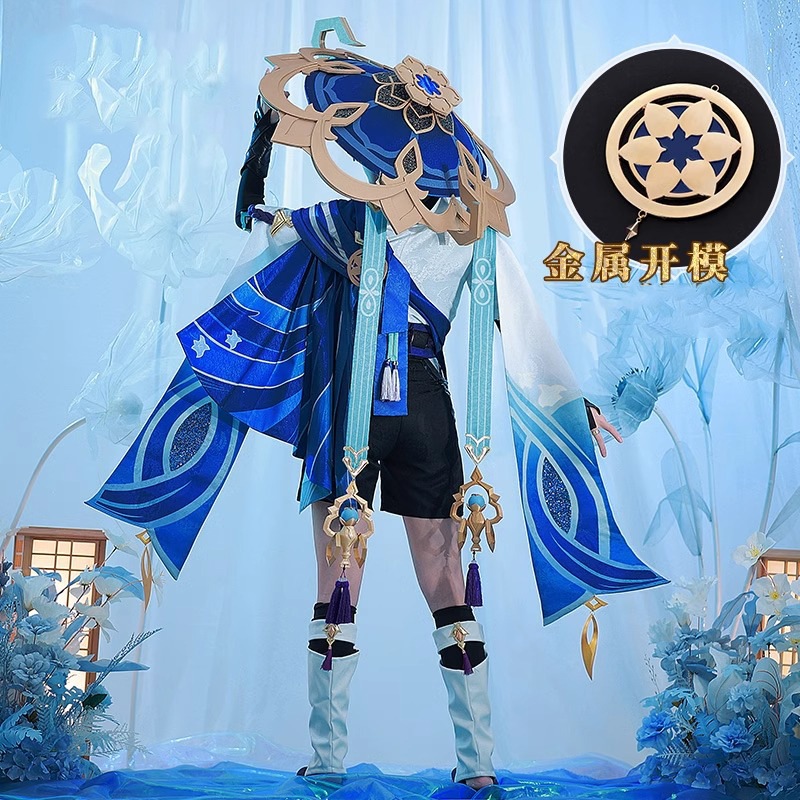 Monenjoy 原神　放浪者(スカラマシュ) 金属パーツ　神の目　金属製　ウィッグ　笠 戦闘服　スカート　豪華番　可愛い　学園祭　舞台衣装　変装 制服　礼服 コスプレ衣装　服　イベント　ハロウィ