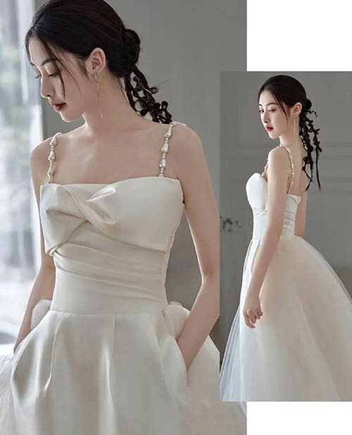 ウェディングドレス ロングドレス 花嫁ドレス 袖なし キャミワンピース キャミソール サテン 二次会 結婚式 花嫁 ブライダル 演奏会 披露宴 ロング 発表会 コンサート 大きいサイズ フォーマル 前