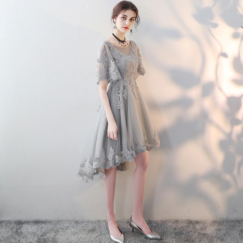 大きいサイズのイブニングドレスの女性は薄くて肉を覆う花嫁介添人ドレス宴会小さな短い小さなニッチな高級ドレス秋