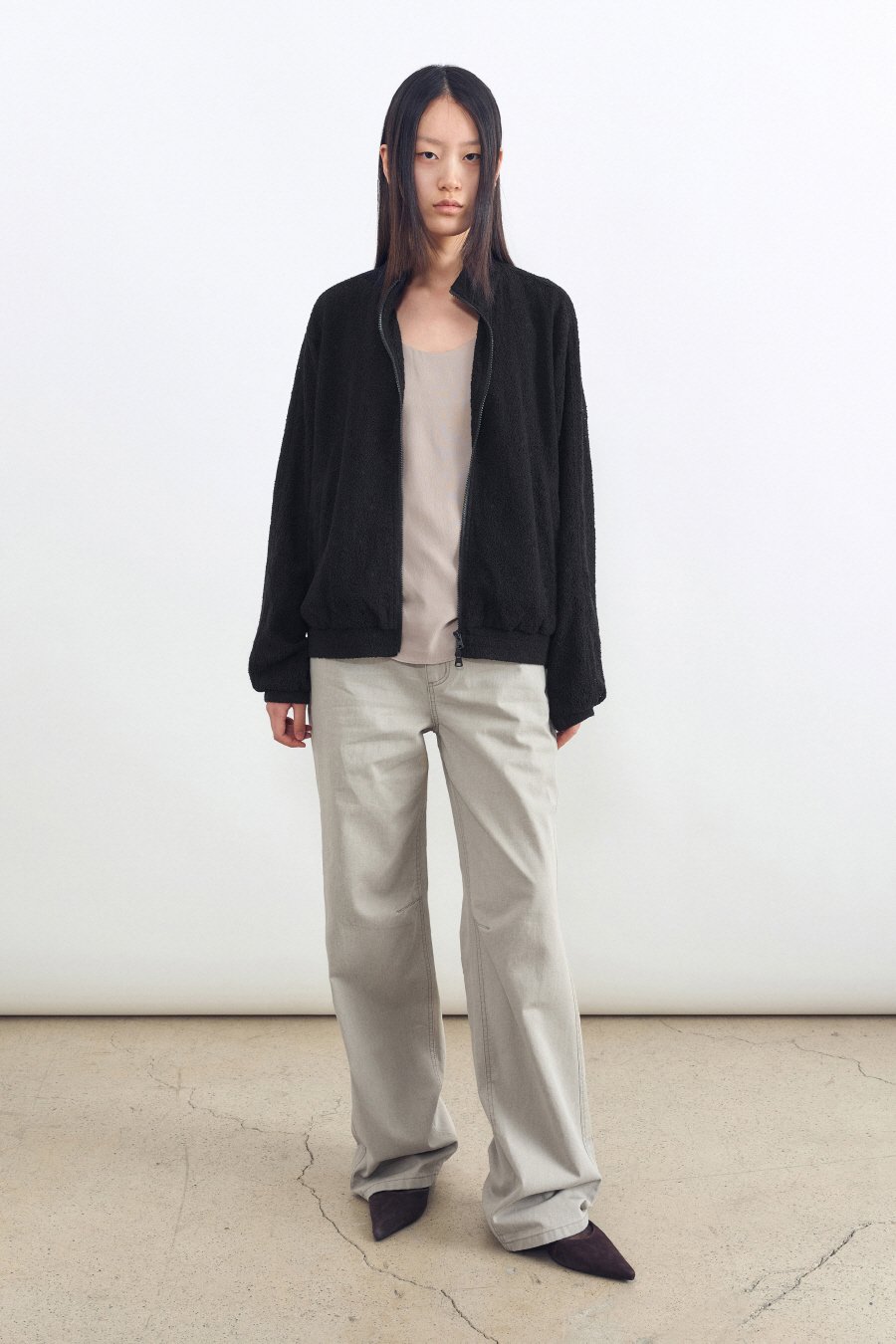 【INSILENCE】 LACE ZIP-UP JUMPER : BLACK