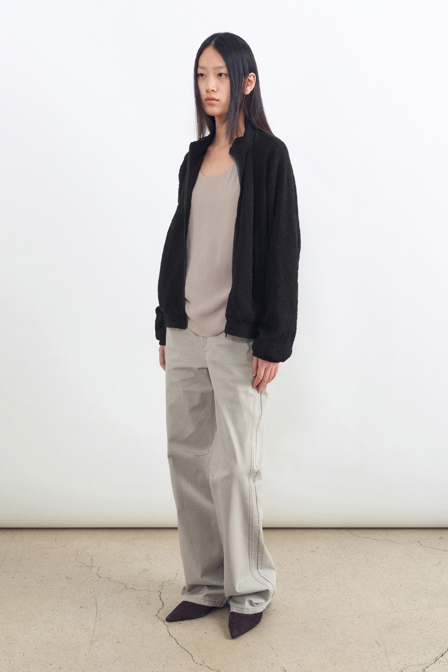 【INSILENCE】 LACE ZIP-UP JUMPER : BLACK