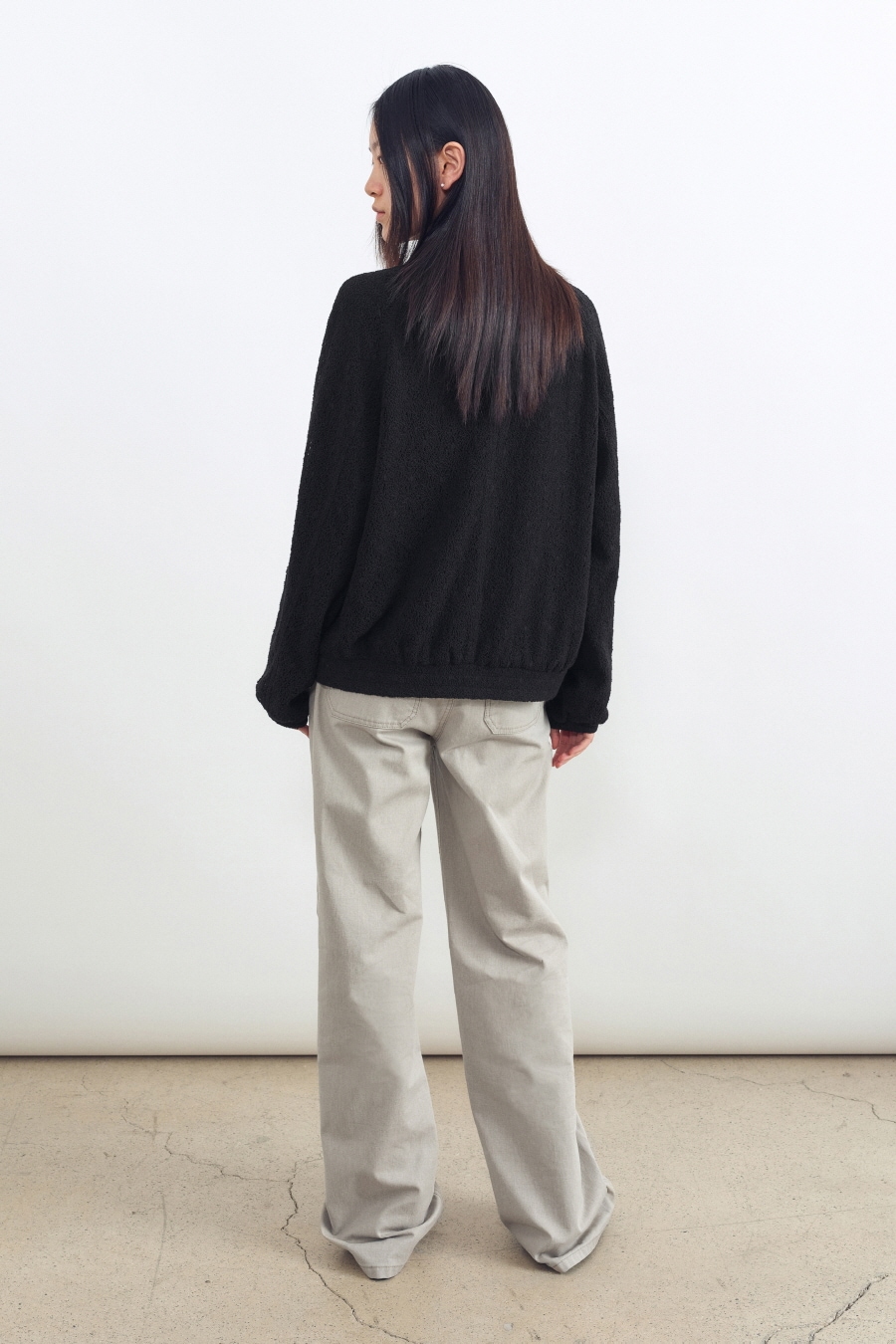 【INSILENCE】 LACE ZIP-UP JUMPER : BLACK