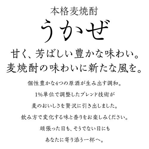 【送料無料】濱田酒造 うかぜ 麦 25度 1800ml 1.8L2本【本州(一部地域を除く)は送料無料】