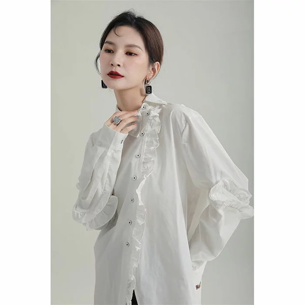 Qoo10] フリルブラウスシャツブラウスレディースト