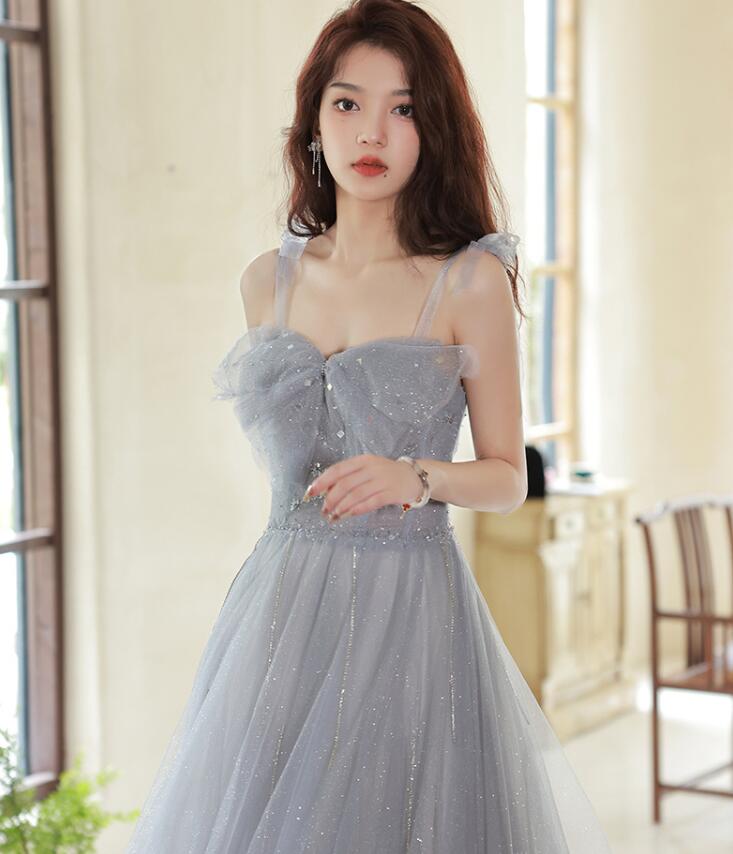 高級感 おしゃれ エレガント レディースドレス ロングドレス チュールスカ グレー キャミソール ロングドレス 編み上げ 宴会 結婚式 成人式 披露宴 着痩せ フランス風 新着 お呼ばれ ブライズメイ