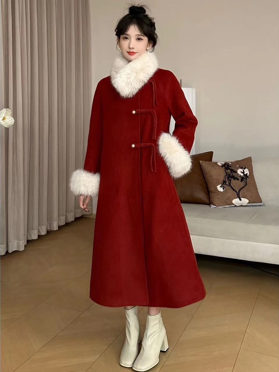 大人っぽチェスターコート 2024冬のピンクコート女性の秋冬のミドル丈のバックルクリップ綿コート冬アウター ロング トレンチコート レディース 韓国 通勤