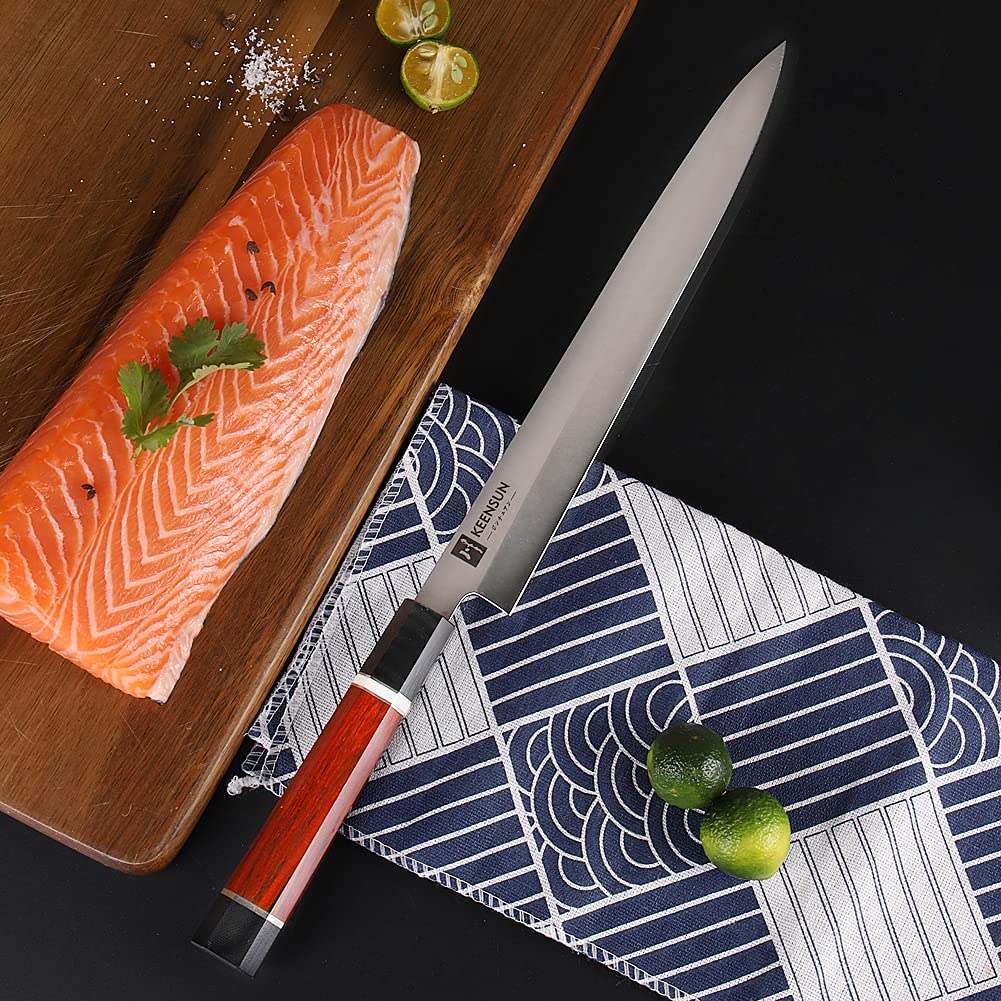 包丁 正夫 柳刃包丁 刃渡り270mm ステンレス鋼 刺身包丁 片刃 G10と微凹黄檀の八角形ハンドル