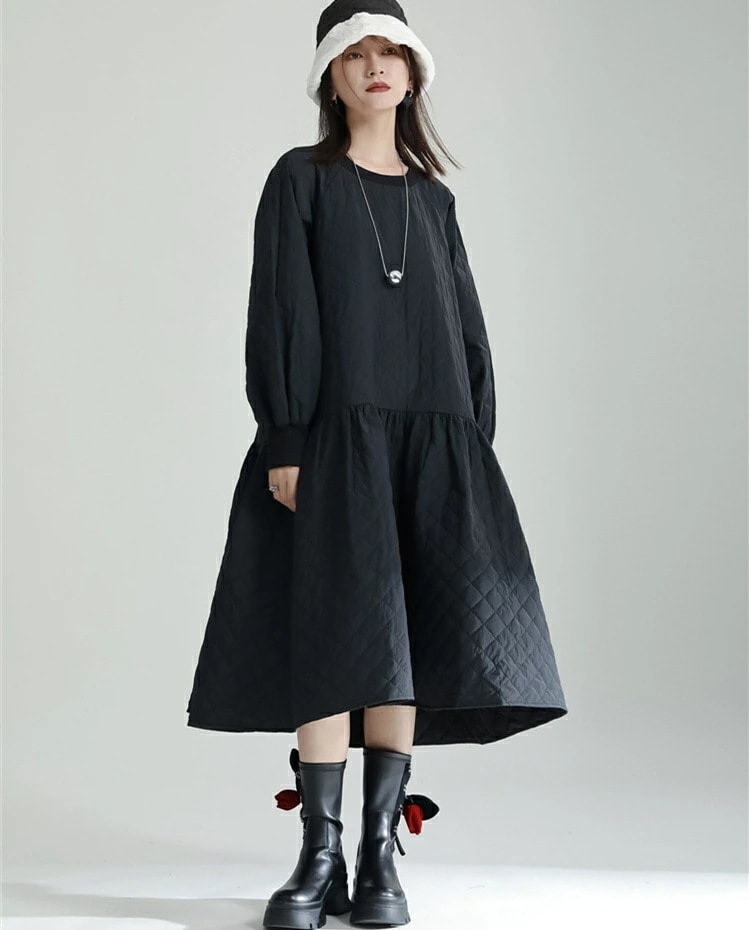 期間限定上質! キルティング ワンピース ロング丈 レディース 冬用服 真冬用 厚手 キルトニット 中綿 ゆったり 長袖 セミフォーマル服 Aライン 大きいフレア 着痩せ ミモレ丈 大きいサイズ Uネ 期間限定上質! キルティング ワンピース ロング丈 レディース 冬用服 真冬用 厚手 キルトニット 中綿 ゆったり 長袖 セミフォーマル服 Aライン 大きいフレア 着痩せ ミモレ丈 大きいサイズ Uネ