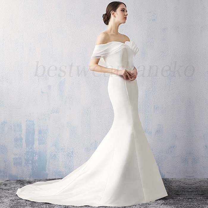 ウェディングドレス マーメイドドレス 白 ロングドレス 花嫁ドレス トレーン パーティードレス オフショルダー 大人気 高級 二次会 ブライダルドレス ウェディングドレス マーメイドドレス 白 ロングドレス 花嫁ドレス トレーン パーティードレス オフショルダー 大人気 高級 二次会 ブライダルドレス