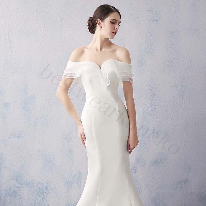 ウェディングドレス マーメイドドレス 白 ロングドレス 花嫁ドレス トレーン パーティードレス オフショルダー 大人気 高級 二次会 ブライダルドレス ウェディングドレス マーメイドドレス 白 ロングドレス 花嫁ドレス トレーン パーティードレス オフショルダー 大人気 高級 二次会 ブライダルドレス