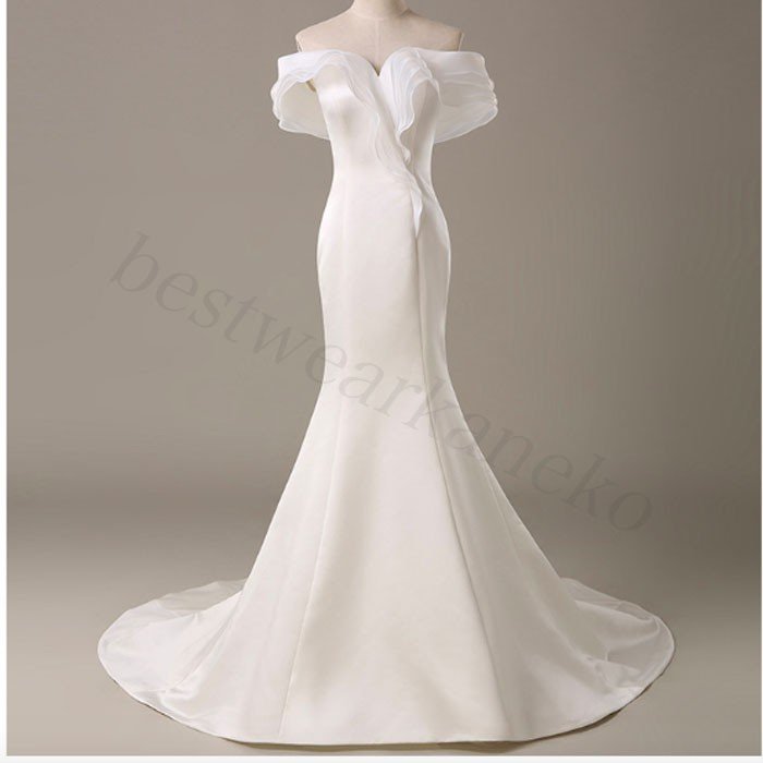 ウェディングドレス マーメイドドレス 白 ロングドレス 花嫁ドレス トレーン パーティードレス オフショルダー 大人気 高級 二次会 ブライダルドレス ウェディングドレス マーメイドドレス 白 ロングドレス 花嫁ドレス トレーン パーティードレス オフショルダー 大人気 高級 二次会 ブライダルドレス