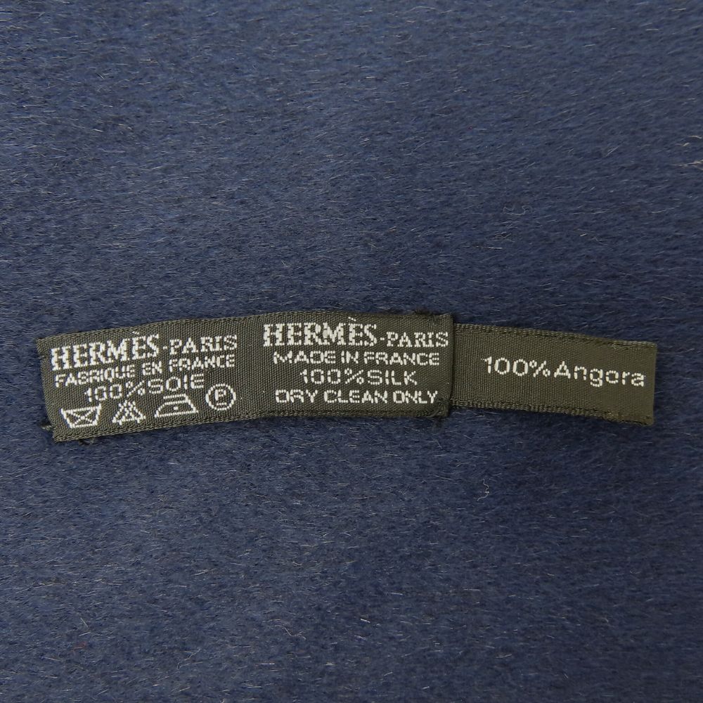 中古 マフラー シルク アンゴラ ブルー ネイビー アパレル ストール おしゃれ レディース 女性