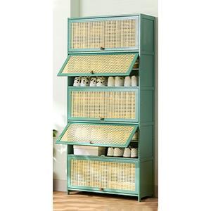 下駄箱 竹製 大容量 靴置き シューズラック 省ス シューズキャビネット おしゃれ 収納棚 扉付き 通気防臭 防塵 クローゼット 靴収納キャビネット 玄関 収