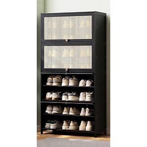 下駄箱 竹製 大容量 靴置き シューズラック 省ス シューズキャビネット おしゃれ 収納棚 扉付き 通気防臭 防塵 クローゼット 靴収納キャビネット 玄関 収