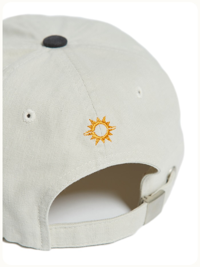 HELLO SUNRISE Washed HS Arch Logo 6Panel Cap Oatmeal