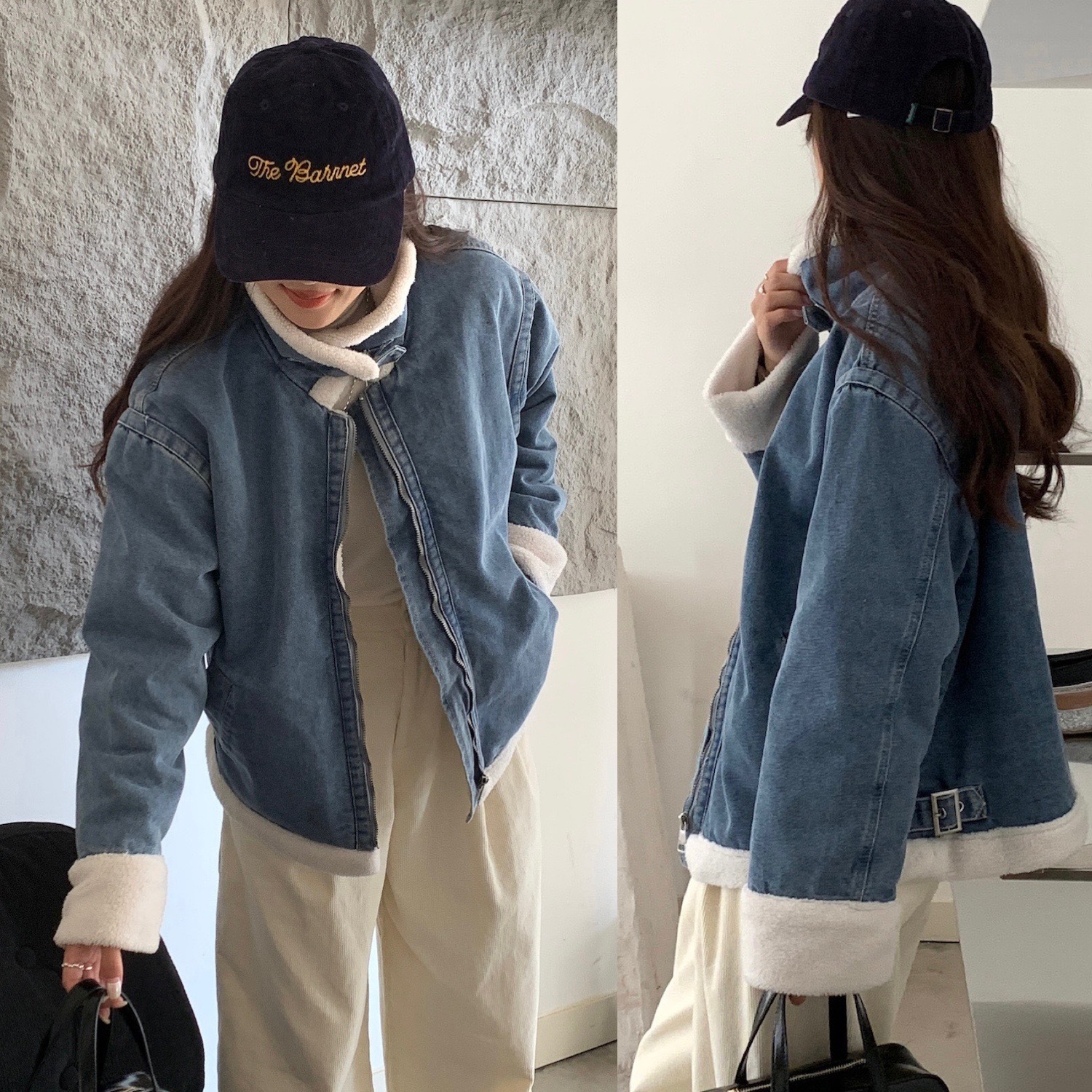 冬の韓国版は子羊の複合洗水カウボーイ綿服のコートを厚くした