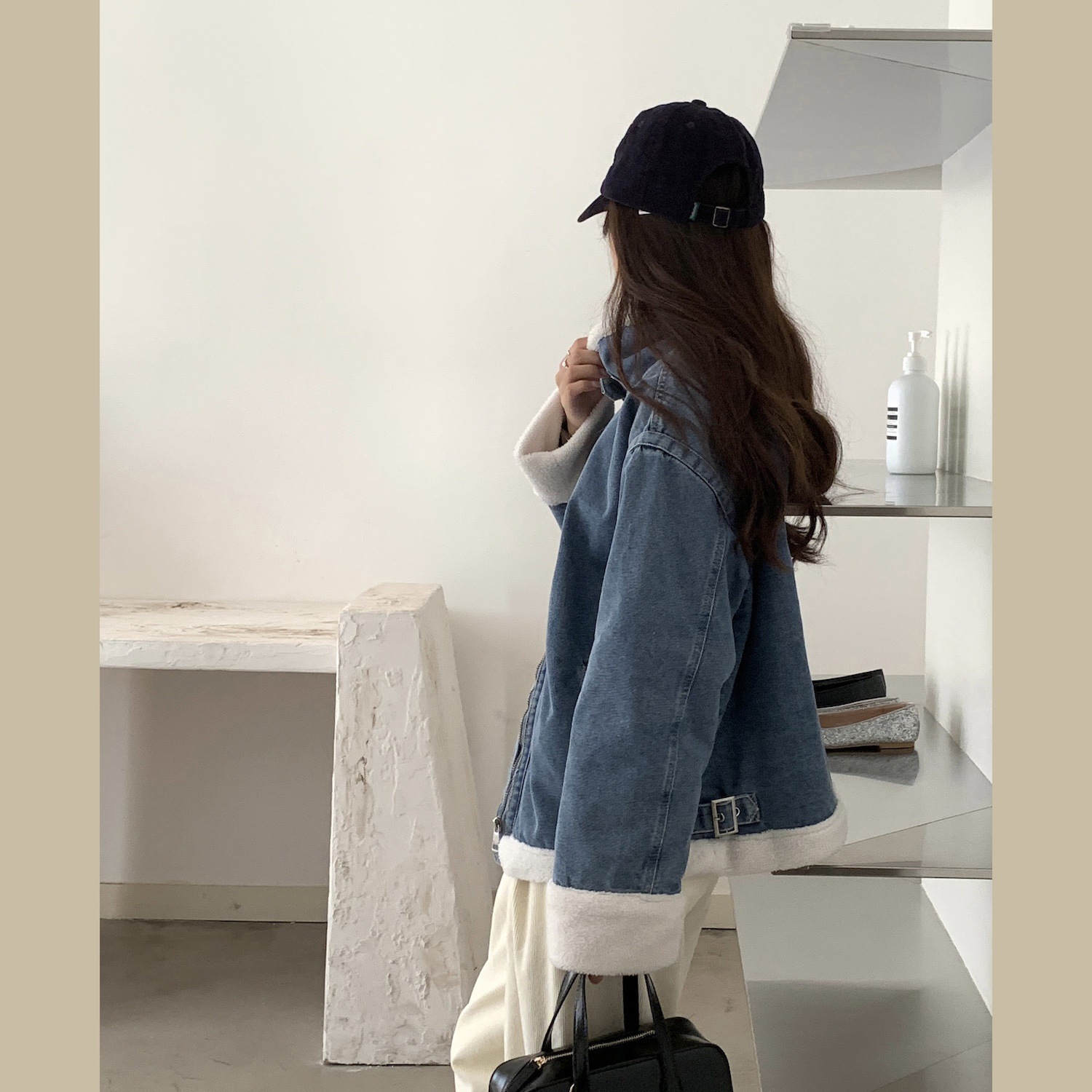 冬の韓国版は子羊の複合洗水カウボーイ綿服のコートを厚くした