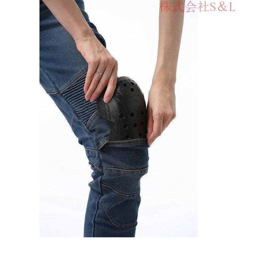 レディース オートバイレーシング バイクパンツ デニム ライディング ジーンズ ツーリング オールシーズン 腰用 膝用 プロテクター装備付き ストレッチ 美脚