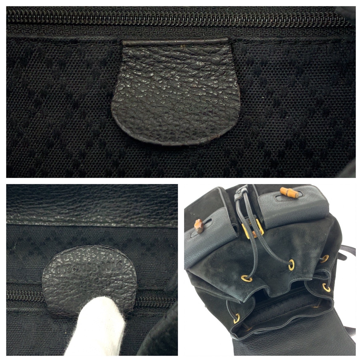 バンブー ブラック 黒 ブラウン ゴールド金具 スウェード/レザー 003 2058 0016 リュックサック バックパック レディース 502043