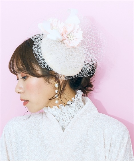 ヘアゴムシュシュ marun　ヘッドアクセサリー フラワーコサージュ付