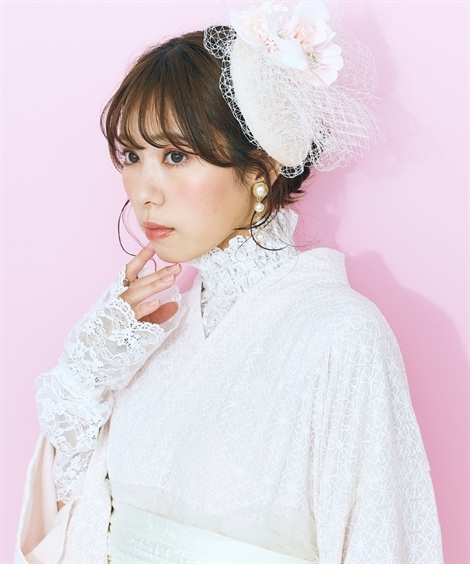 ヘアゴムシュシュ marun　ヘッドアクセサリー フラワーコサージュ付