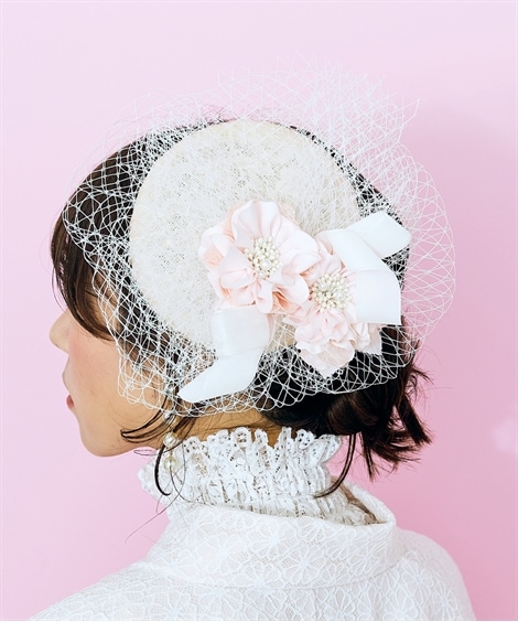 ヘアゴムシュシュ marun　ヘッドアクセサリー フラワーコサージュ付