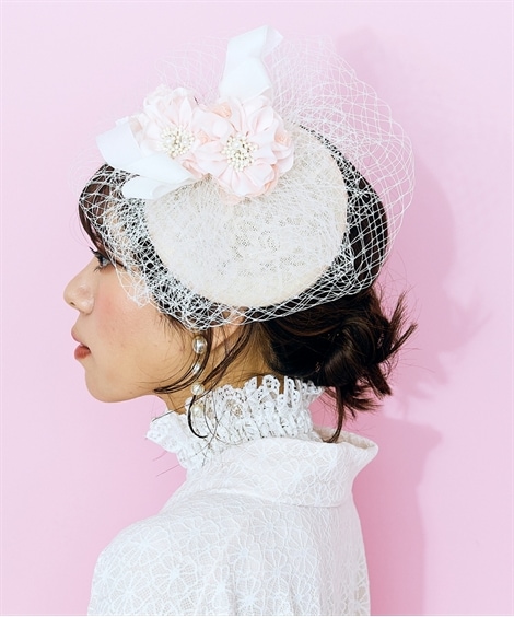 ヘアゴムシュシュ marun　ヘッドアクセサリー フラワーコサージュ付