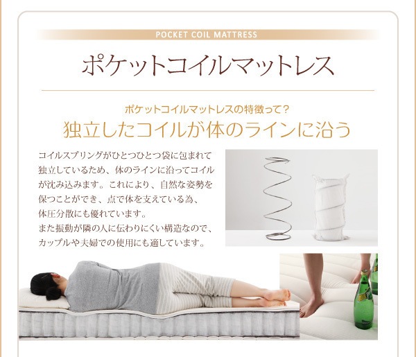 搬入/組立/簡単！選べる7つの寝心地！すのこ構造 脚付きマットレス ボトムベッド [プレミアム 2層ポケットコイルマットレス付き] キング [マットレス色]ホワイト