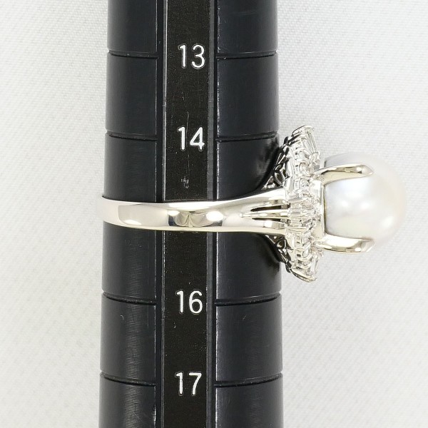PT900 プラチナ リング 指輪 15号 パール(真珠) 約10mm ダイヤ ジュエリー 中古 PT900 プラチナ リング 指輪 15号 パール(真珠) 約10mm ダイヤ ジュエリー 中古