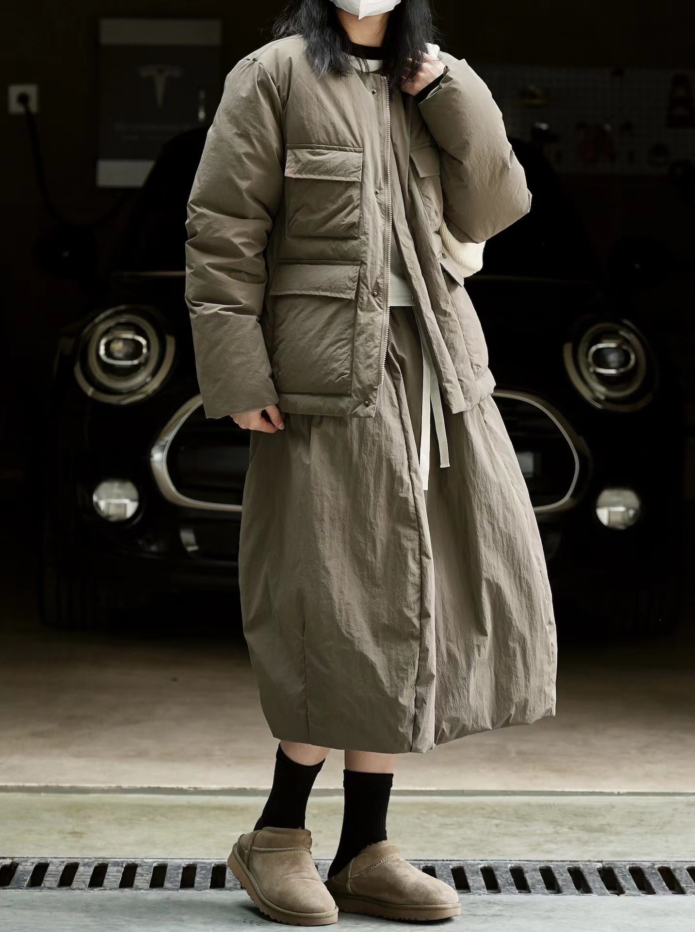 ジャケット ダウン ショート丈 ノーカラー ポケット カジュアル シンプル デザイン TKOR0057 ジャケット ダウン ショート丈 ノーカラー ポケット カジュアル シンプル デザイン TKOR0057