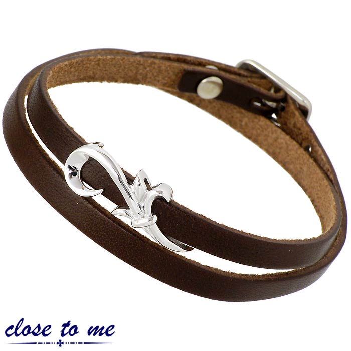 クロストゥーミー close to me 二重 レザー シルバー ブレスレット アラベスク 唐草 レザ