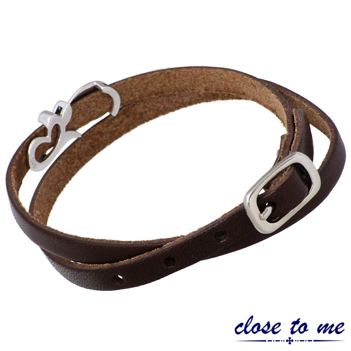 クロストゥーミー close to me 二重 レザー シルバー ブレスレット アラベスク 唐草 レザ