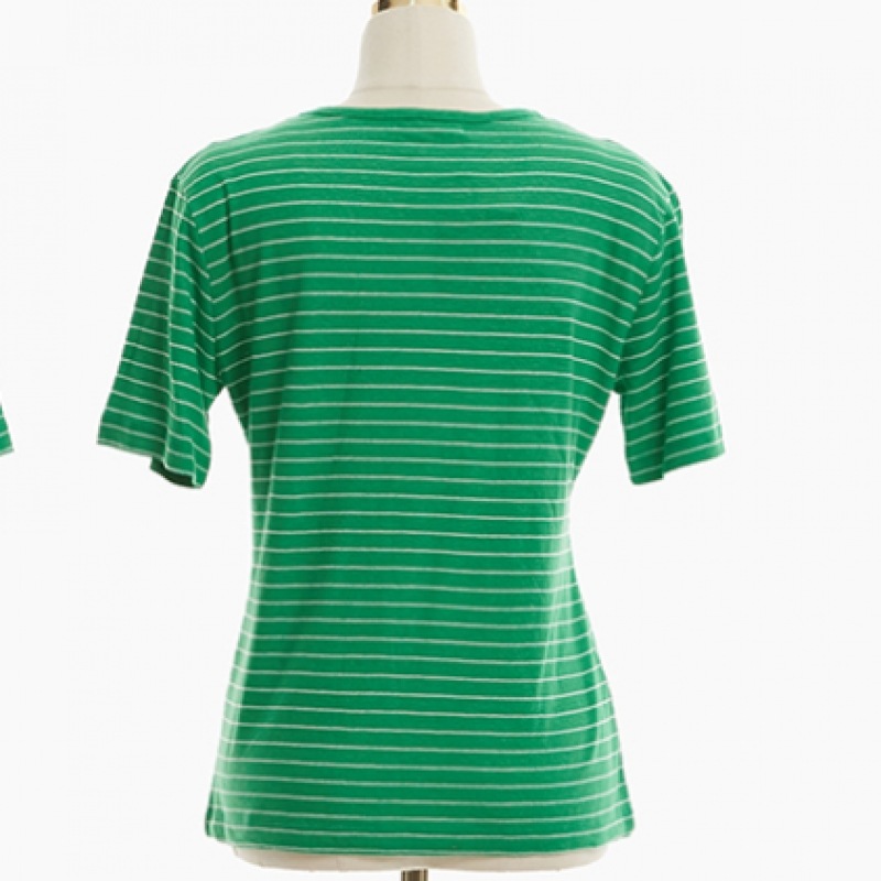 [エゴイスト] ストライプクールリネンUネックTシャツEN2JT606